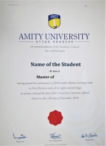 Amity online M Com